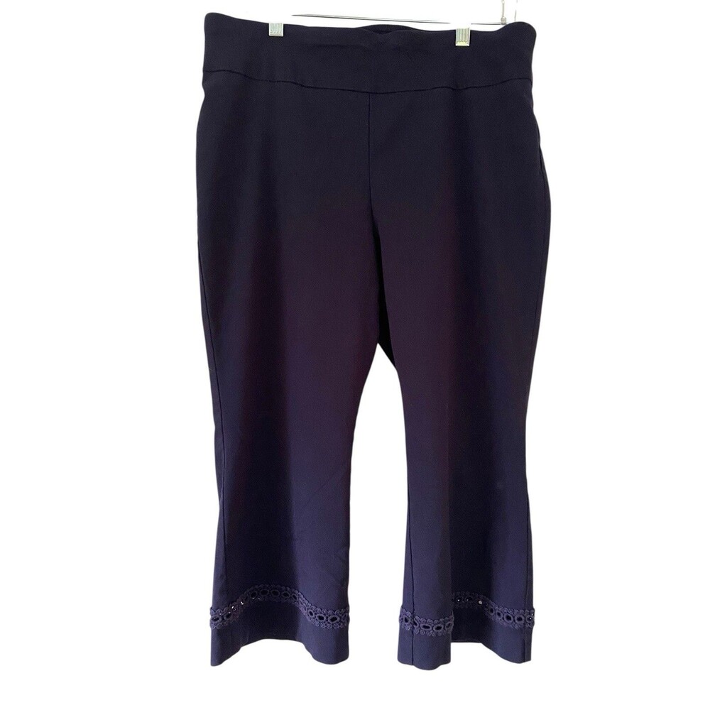 Capri Dress Pants Womens 14 Black Pull On Straight w Leg Trim Counterparts
